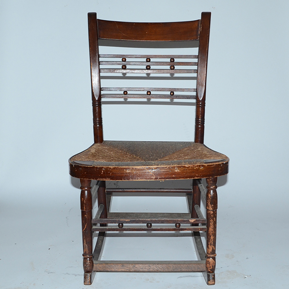 Antique "Cheesebox" Rush Seat Chairs Including Rocker