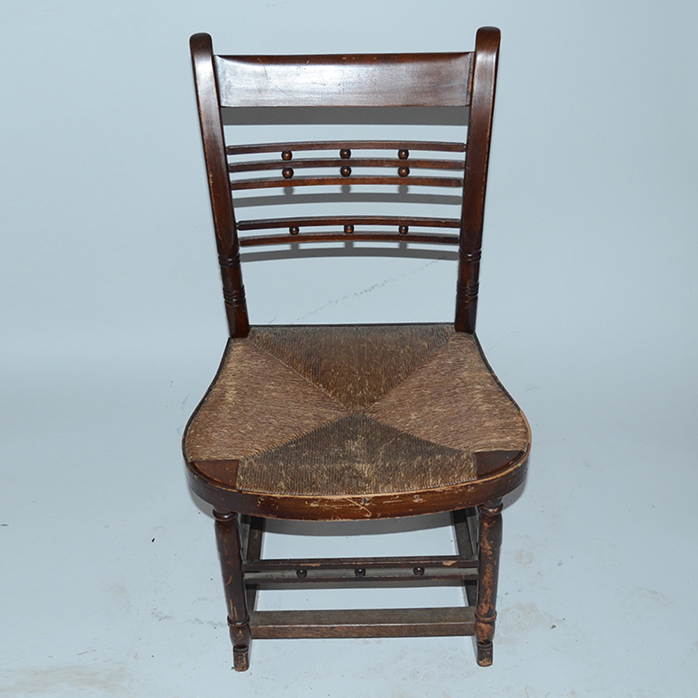 Antique "Cheesebox" Rush Seat Chairs Including Rocker