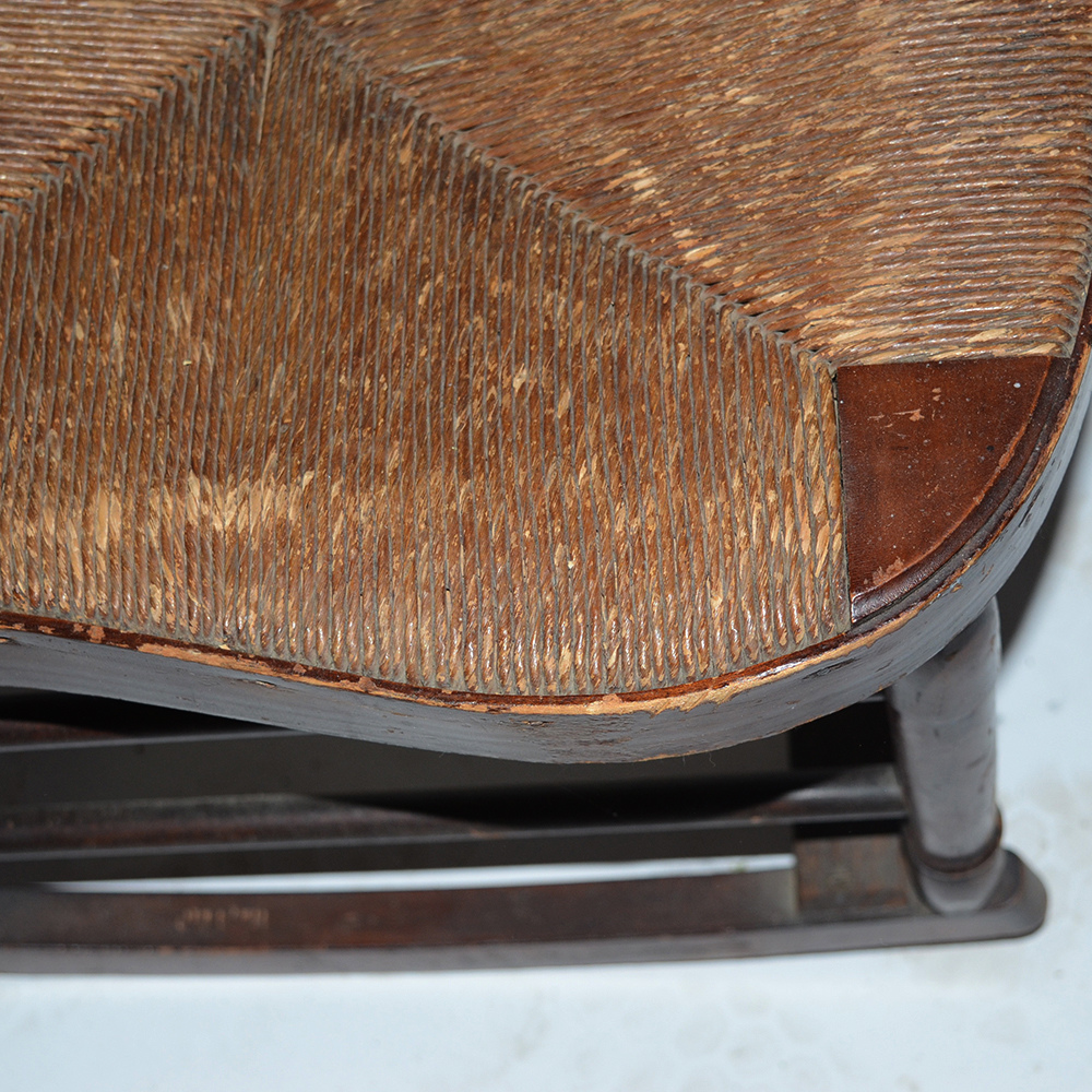 Antique "Cheesebox" Rush Seat Chairs Including Rocker