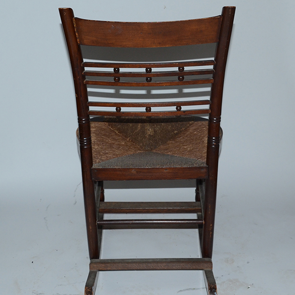 Antique "Cheesebox" Rush Seat Chairs Including Rocker