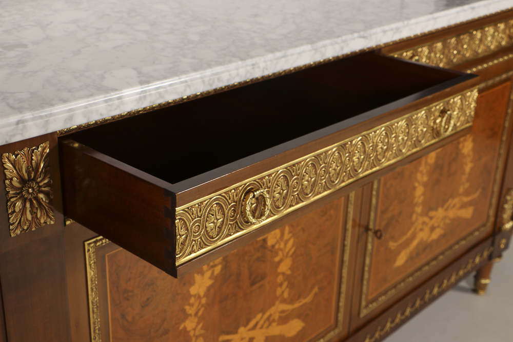 20th-Century Louis XVI Style Credenza with Satinwood Inlay Veneer