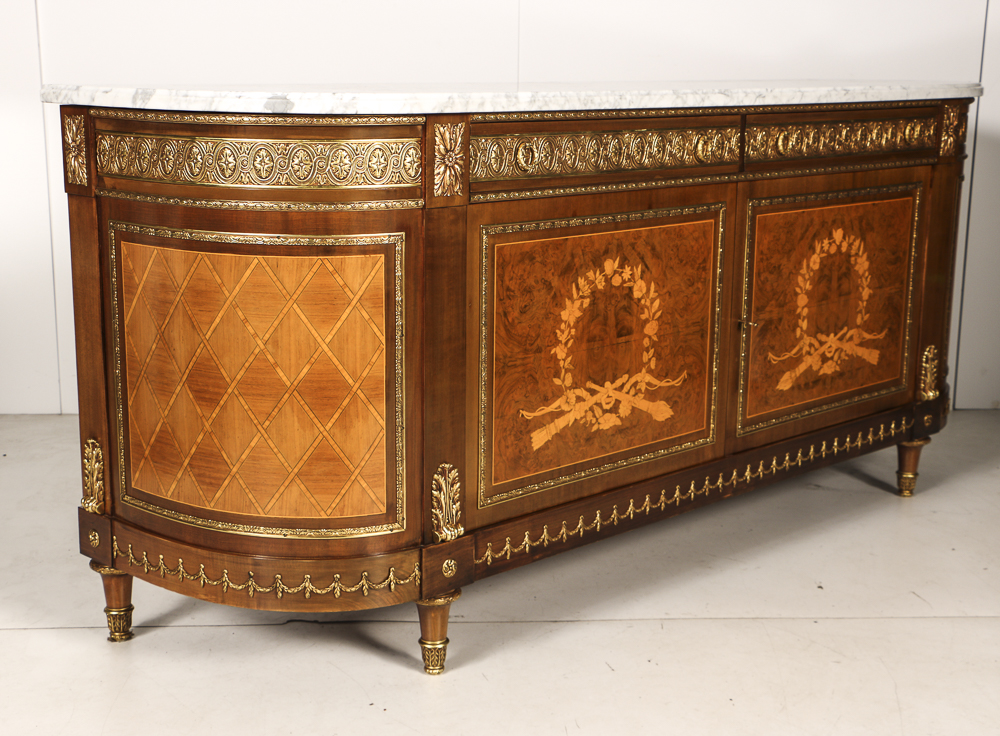 20th-Century Louis XVI Style Credenza with Satinwood Inlay Veneer