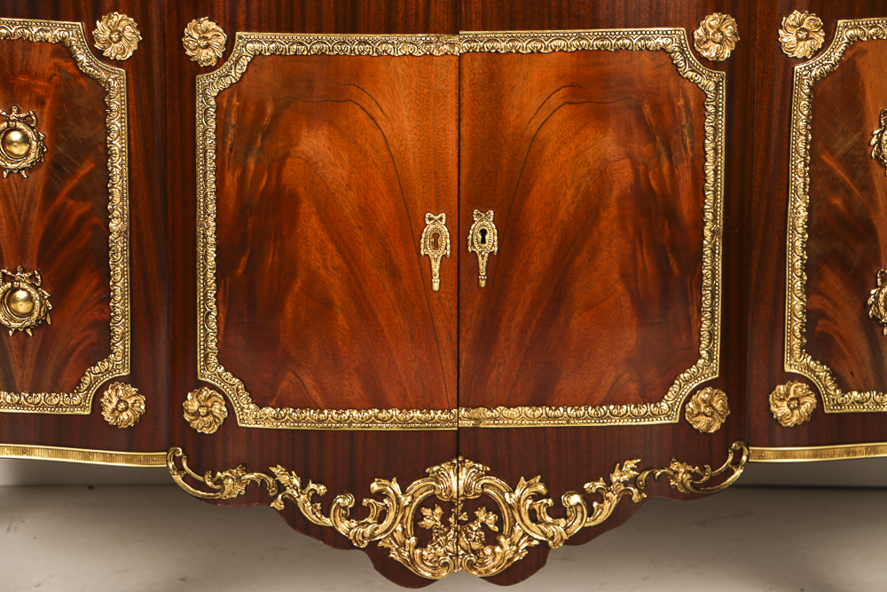 20th-Century French Style Mahogany Veneered Marble Top Sideboard