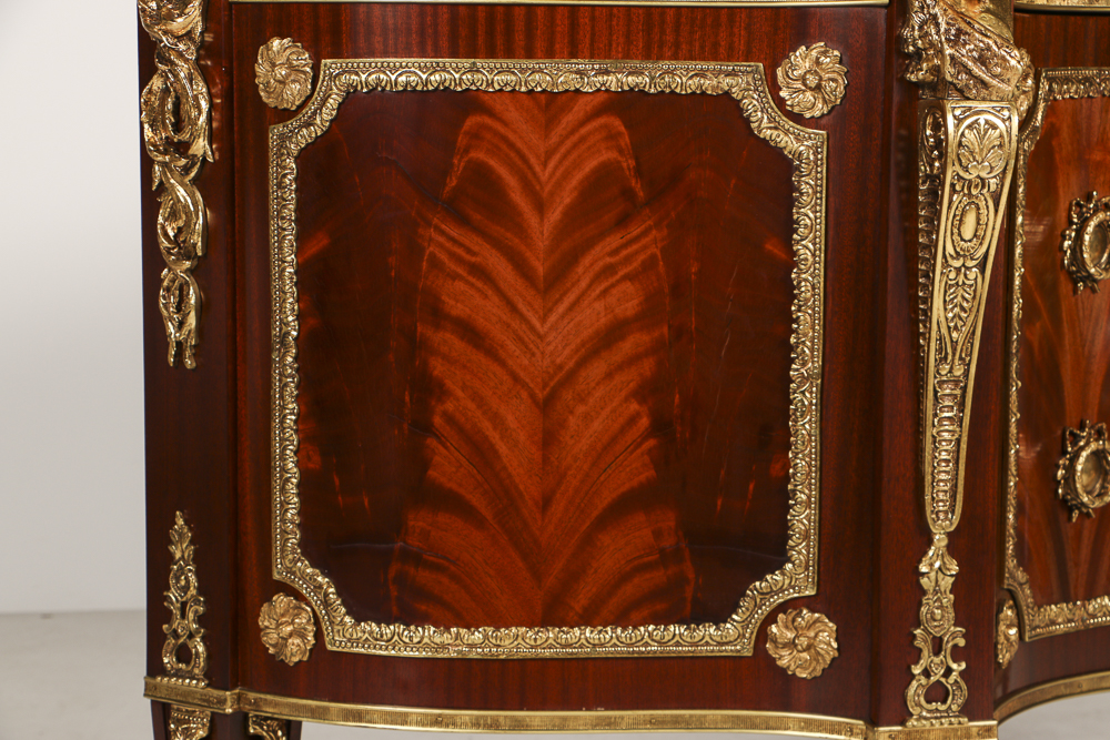 20th-Century French Style Mahogany Veneered Marble Top Sideboard