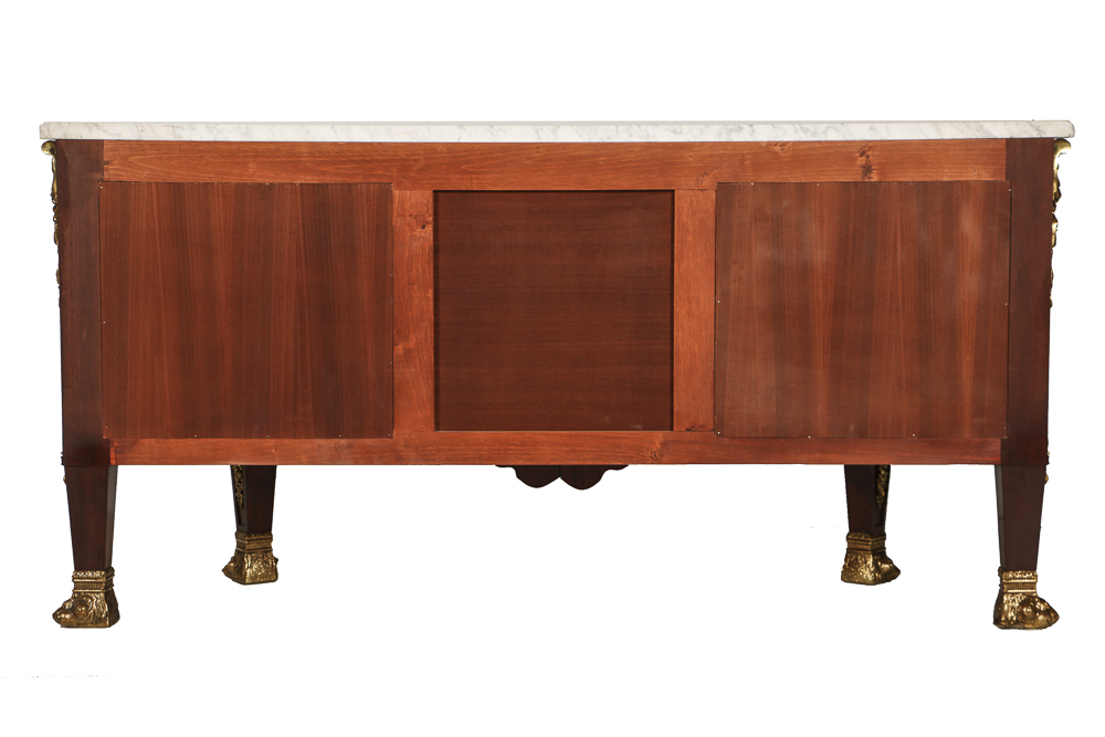 20th-Century French Style Mahogany Veneered Marble Top Sideboard