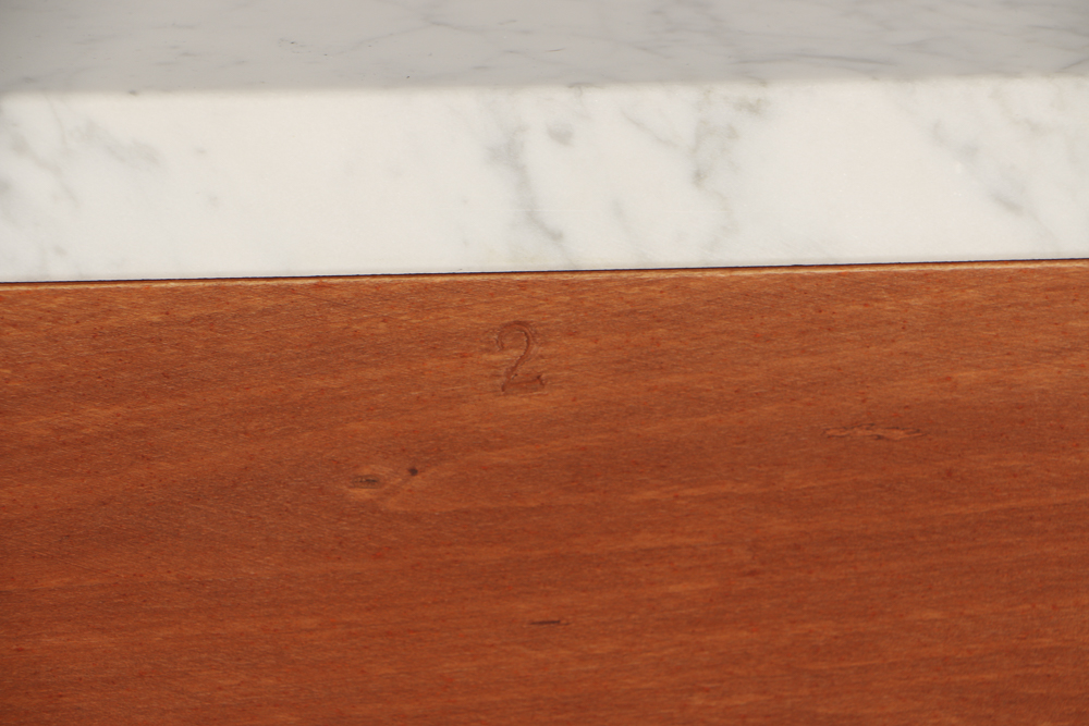 20th-Century French Style Mahogany Veneered Marble Top Sideboard