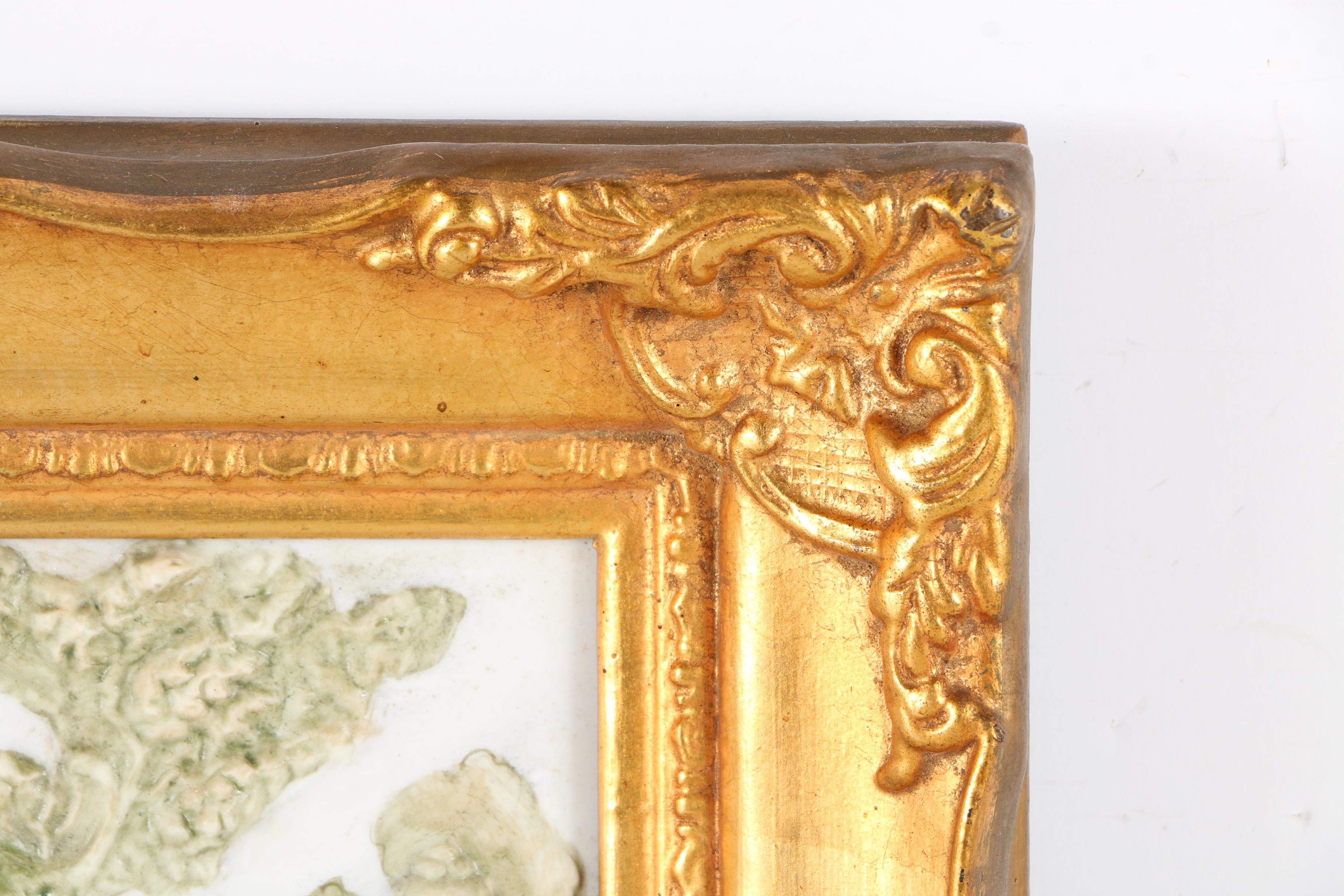 Framed Porcelain Relief Sculpture of Women