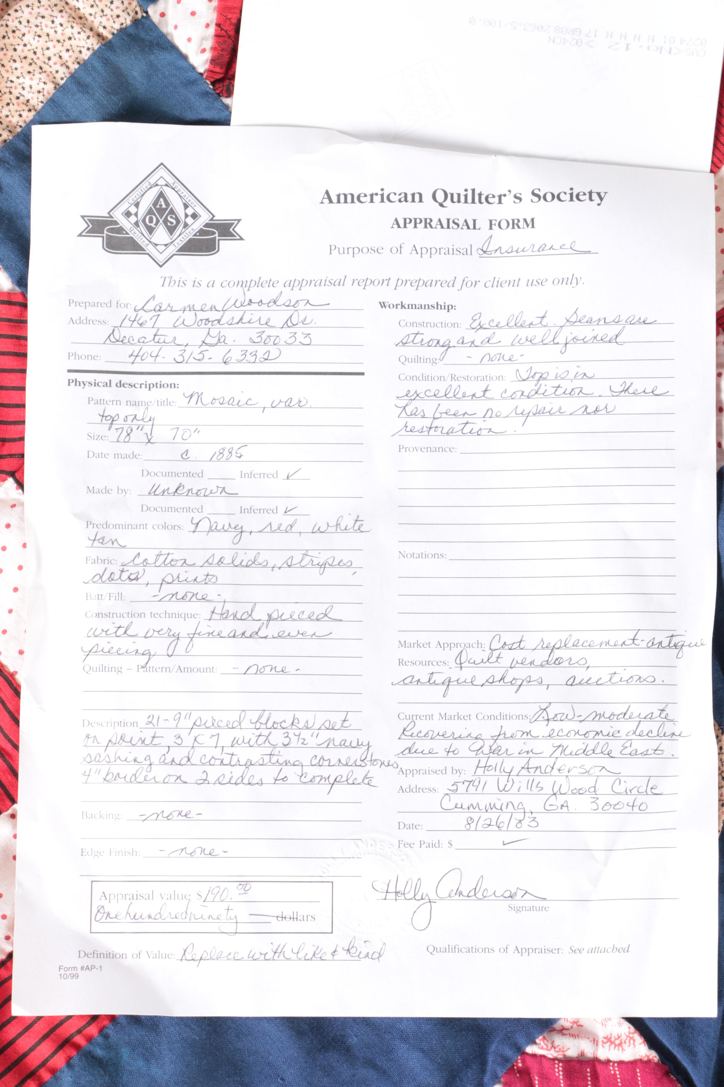 Antique "Rolling Stone" Mosaic Quilt