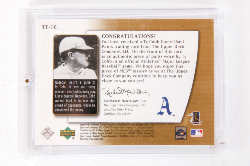 Ty Cobb "Game-Used" Upper Deck Baseball Card