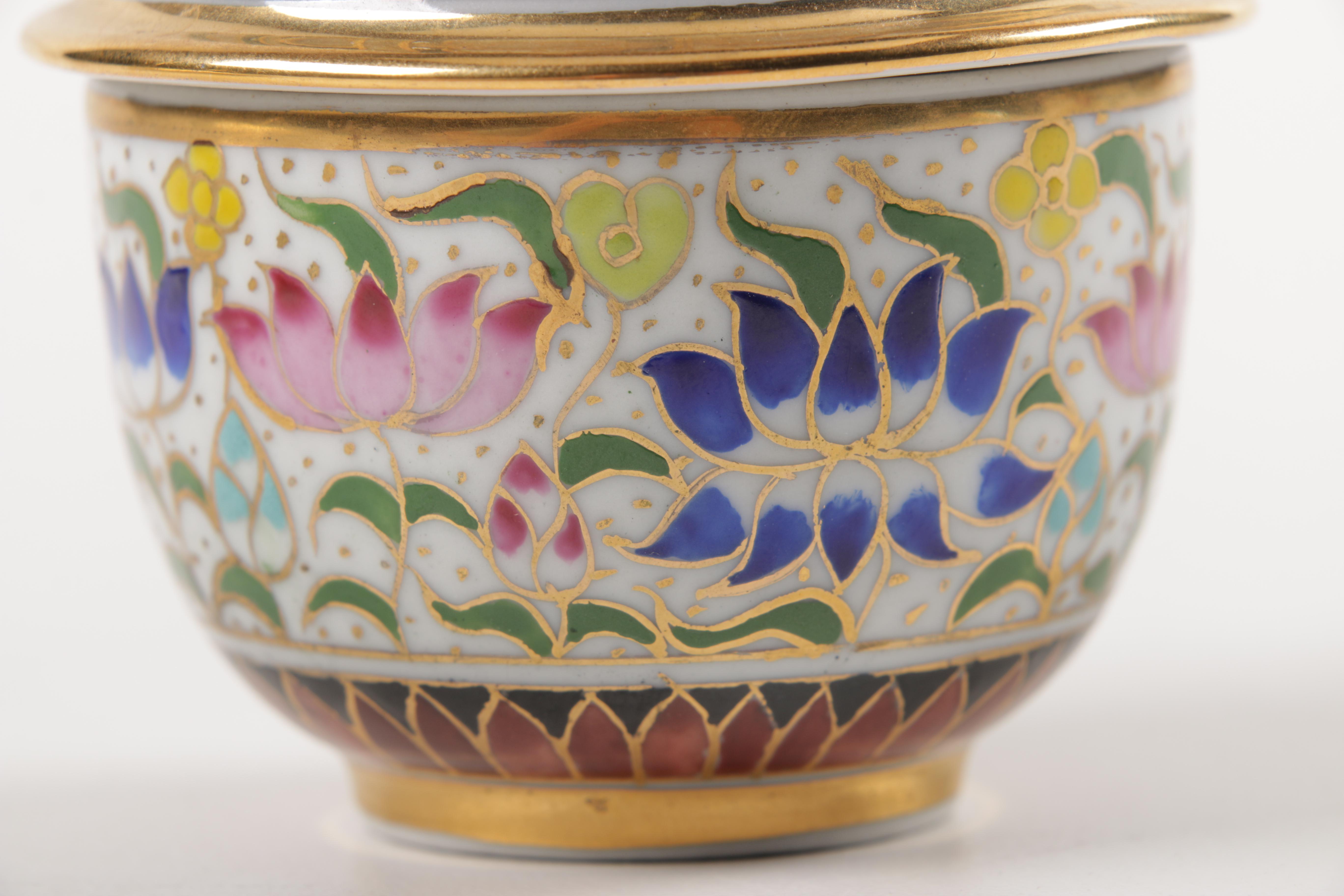 Japanese Chokin Gilded Copper Plate and Porcelain Jar