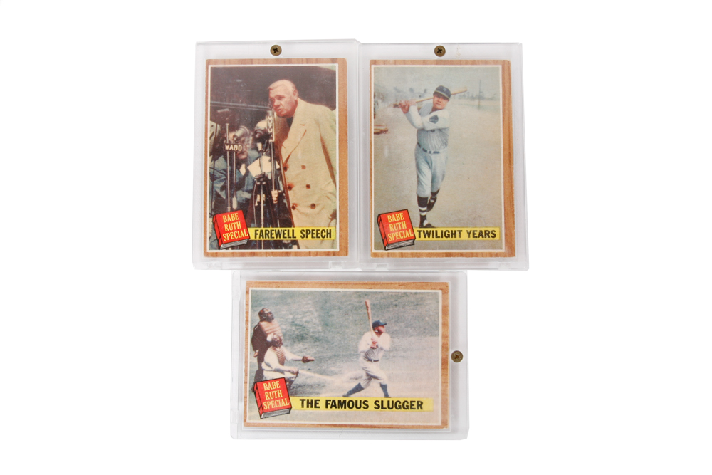 Three Babe Ruth Topps Baseball Cards