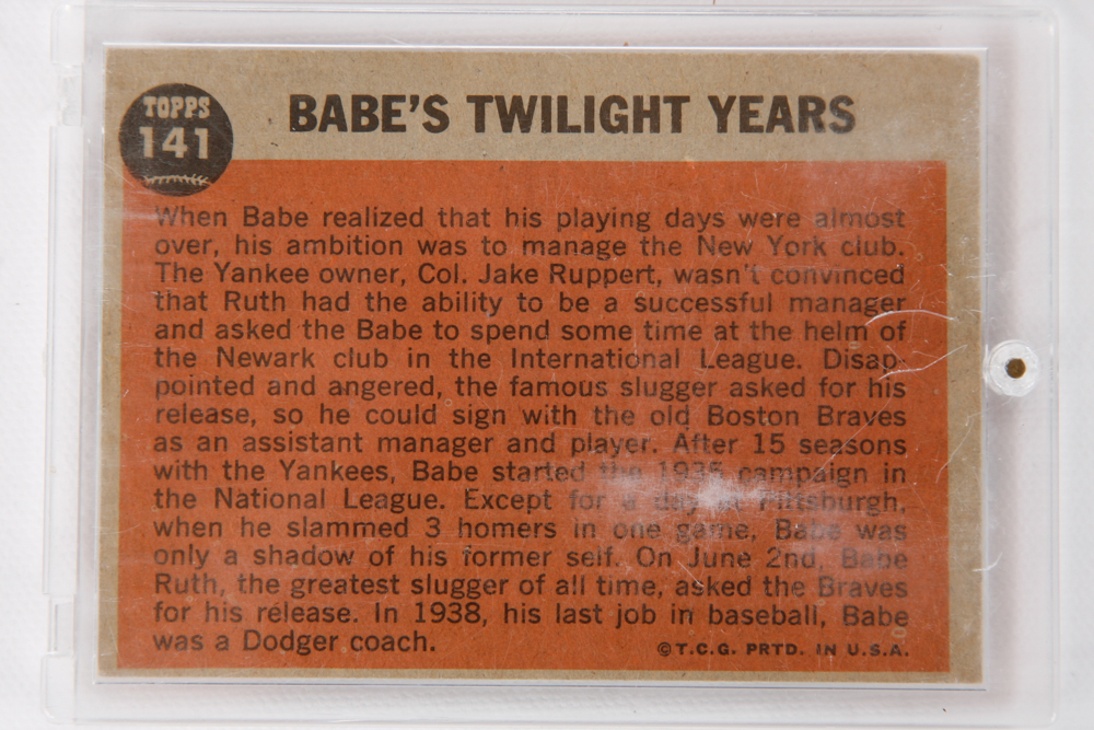 Three Babe Ruth Topps Baseball Cards