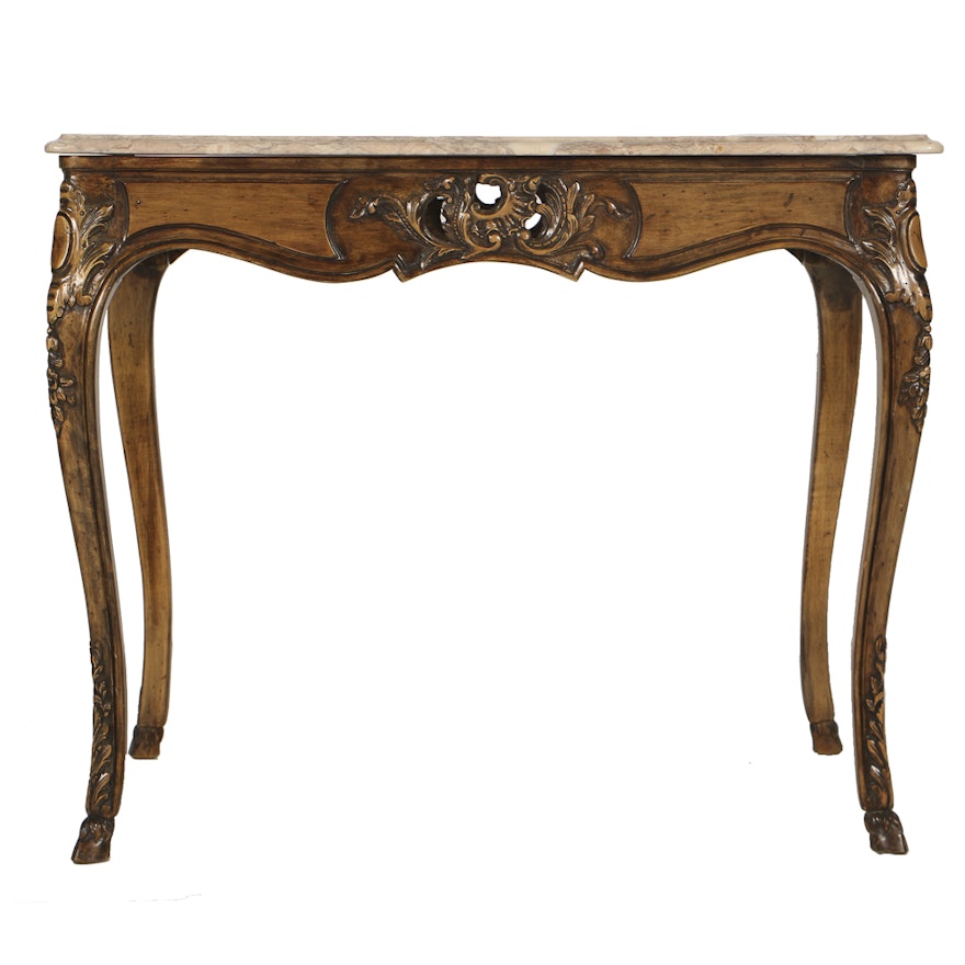 French Louis XV Style Marble Top Table