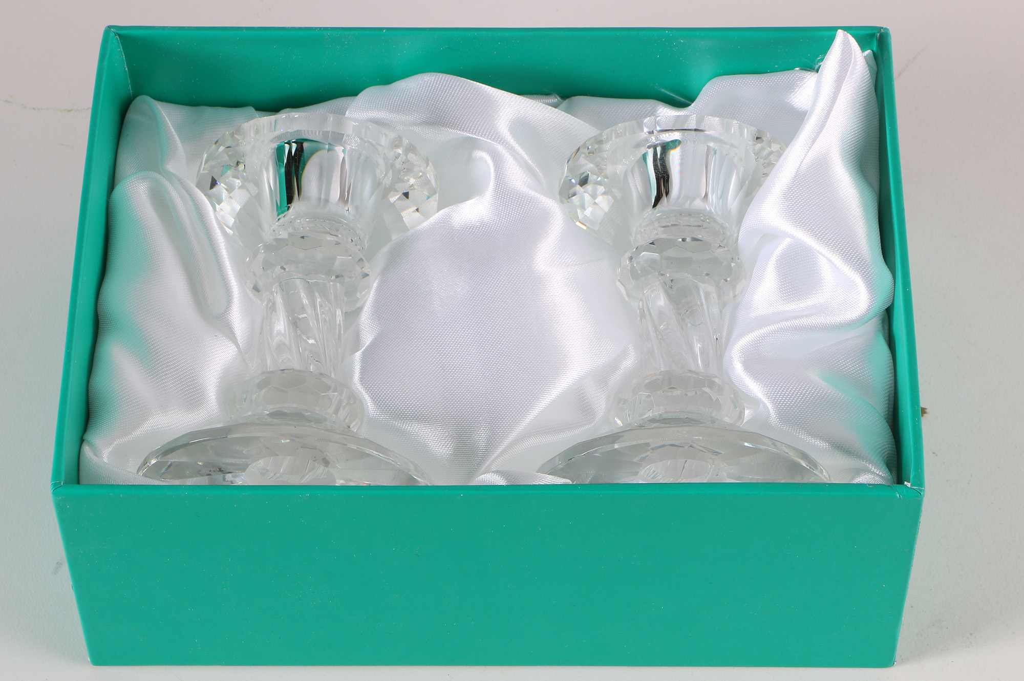 Pair of Simon and Designs Crystal Candlesticks