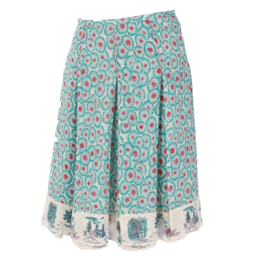 Hermès Printed Silk Crepe Skirt