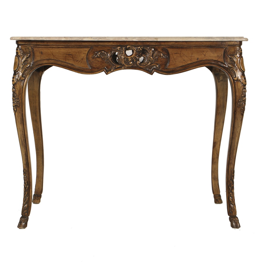 French Louis XV Style Marble Top Table