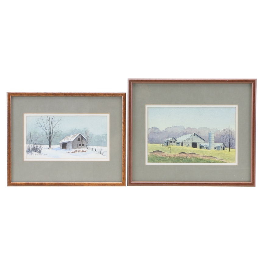 M. Nahrwold Watercolor Paintings of Midwestern Barn Landscapes