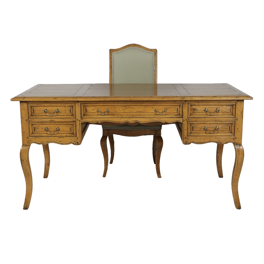 Country French Provincial Desk With Chair