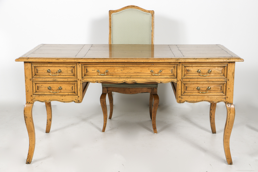 Country French Provincial Desk With Chair