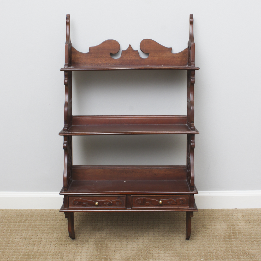 Vintage Mahogany Wall Mount Curio Shelf