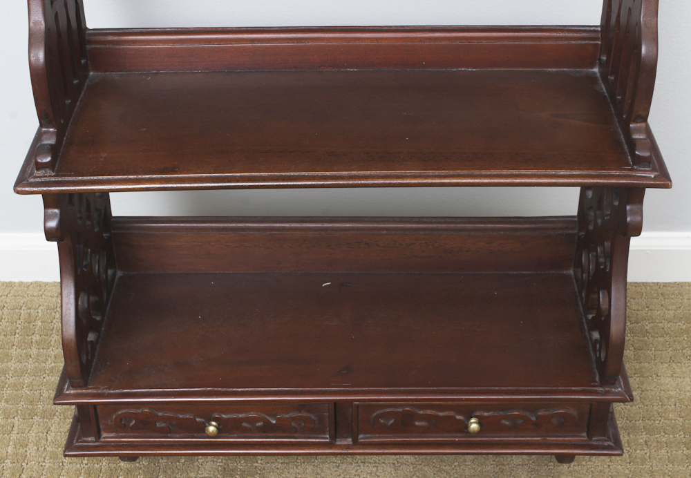 Vintage Mahogany Wall Mount Curio Shelf