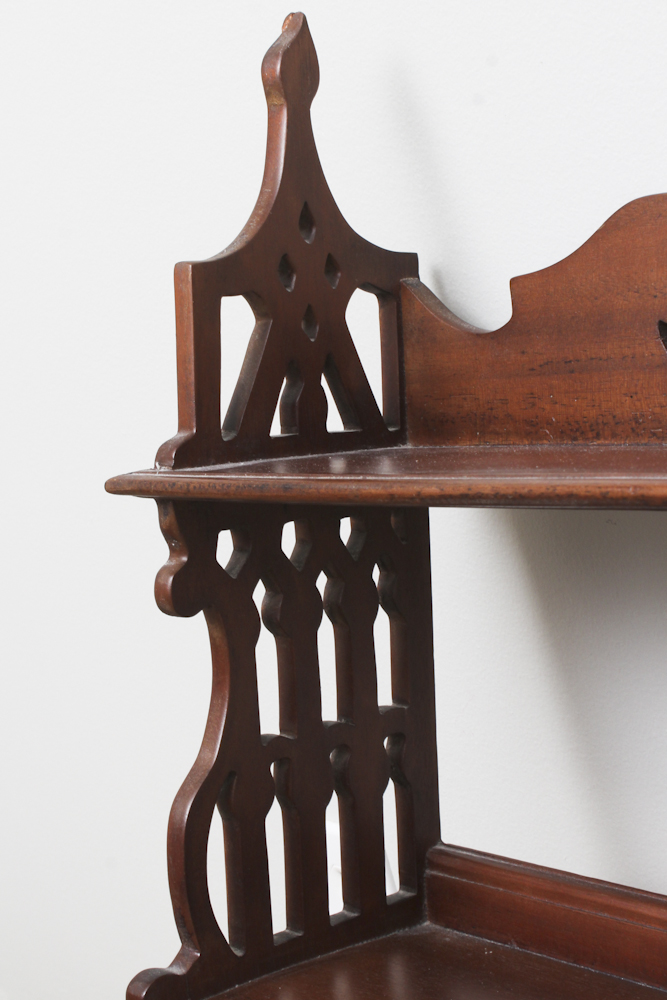 Vintage Mahogany Wall Mount Curio Shelf