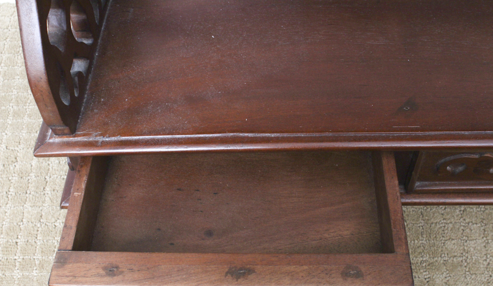 Vintage Mahogany Wall Mount Curio Shelf