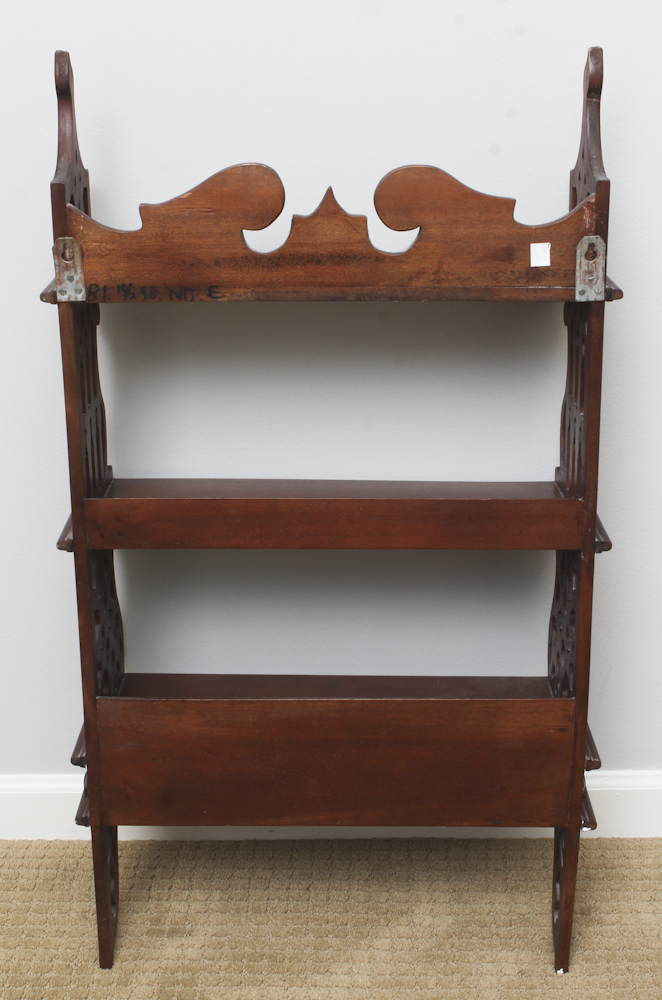 Vintage Mahogany Wall Mount Curio Shelf