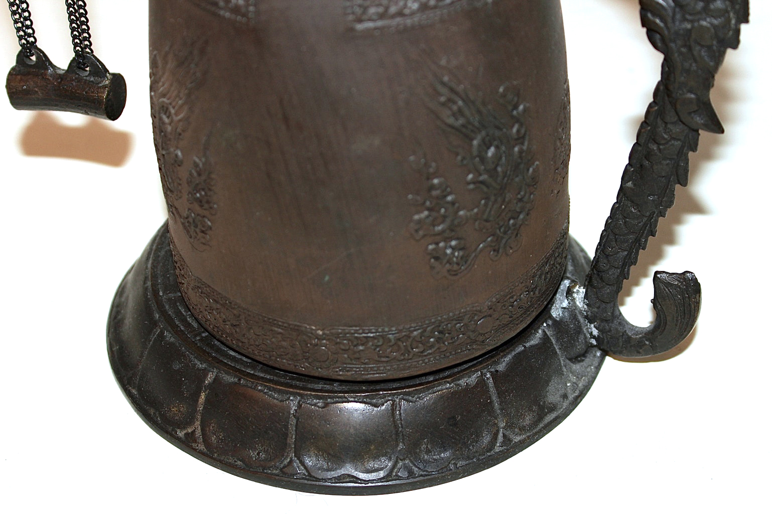 Asian Decorative Cast Metal Bell in Dragon Stand