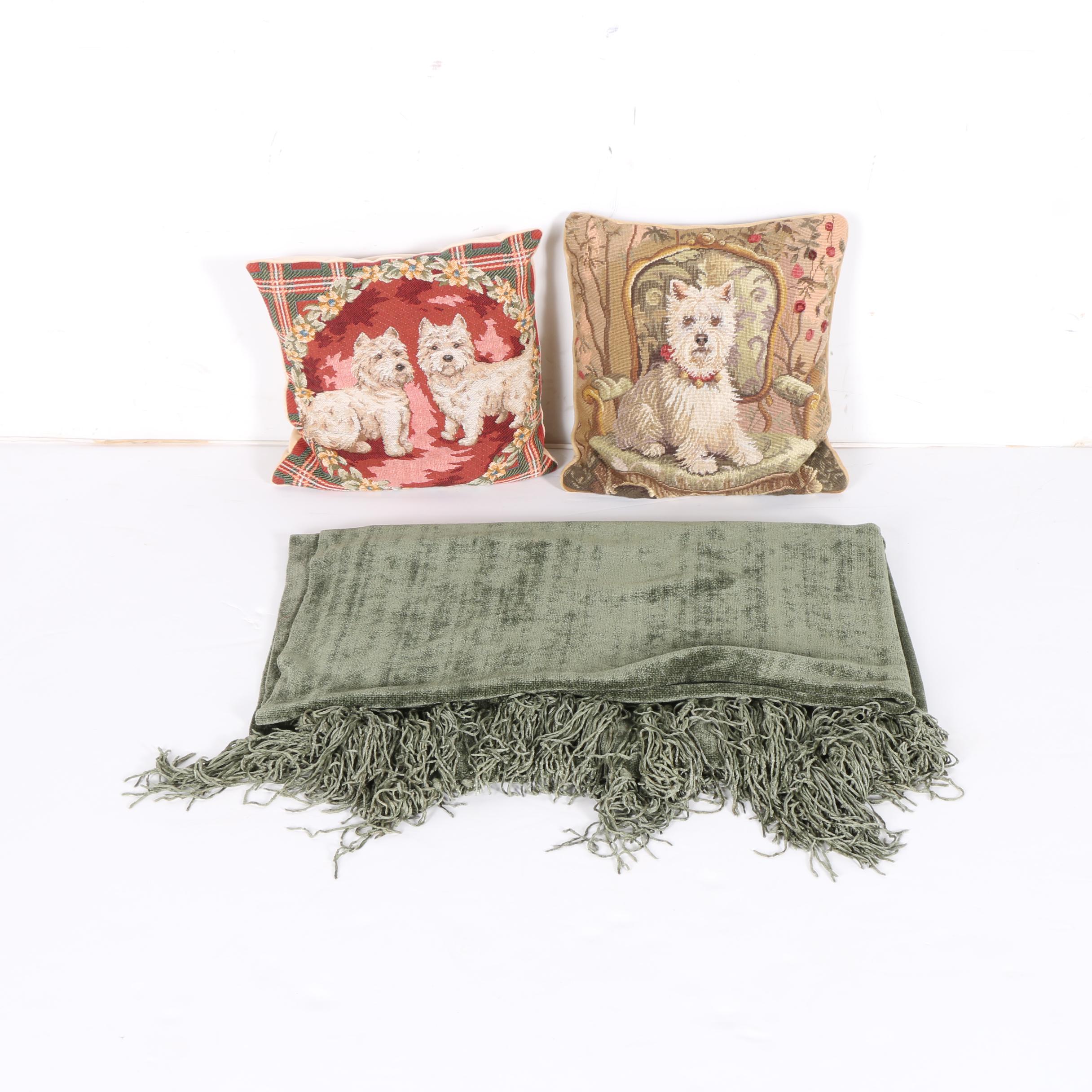 West Highland Terrier Pillows and a Chenille Throw