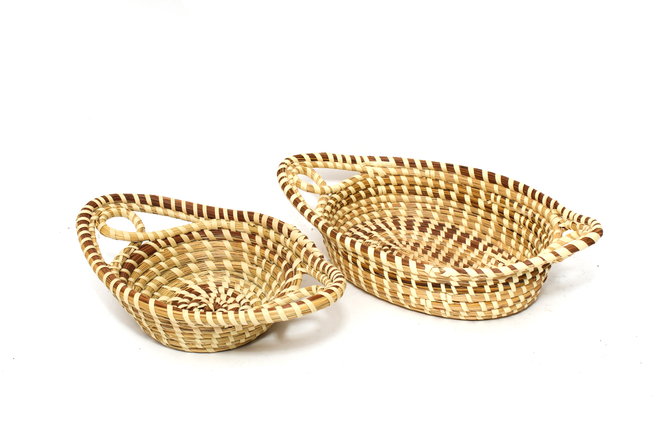 Pair of South Carolina Gullah Sweetgrass Bread Baskets