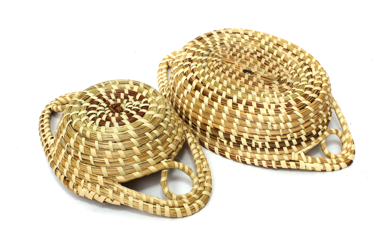 Pair of South Carolina Gullah Sweetgrass Bread Baskets