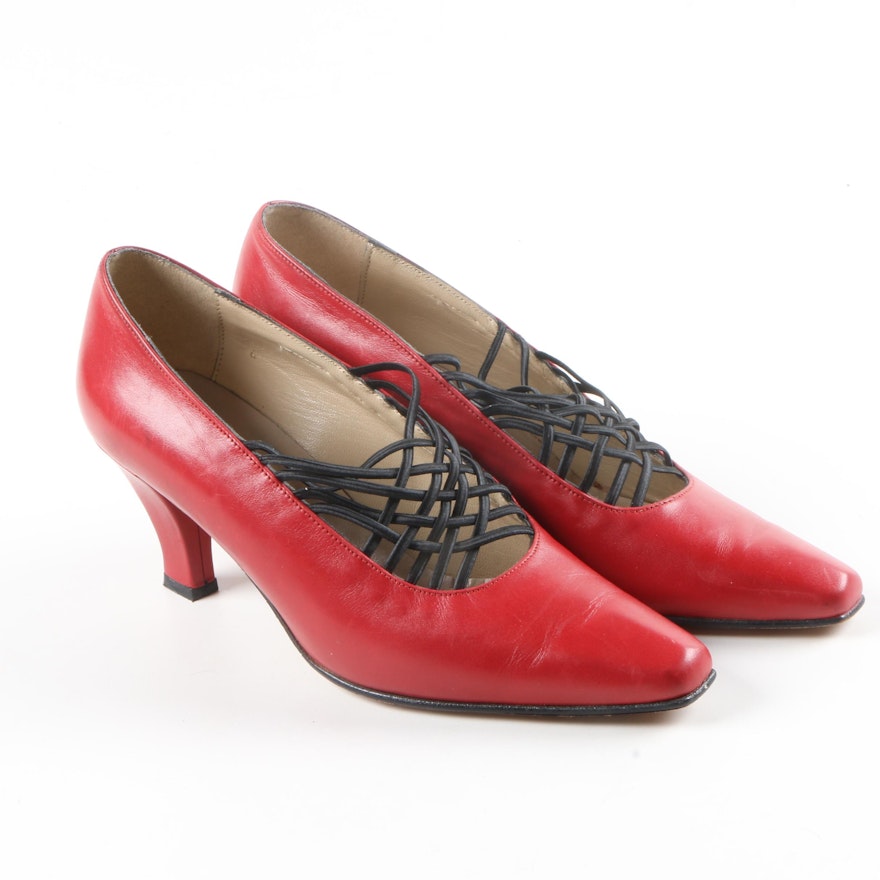 Pierre Laurence EssOr Red Leather Pumps