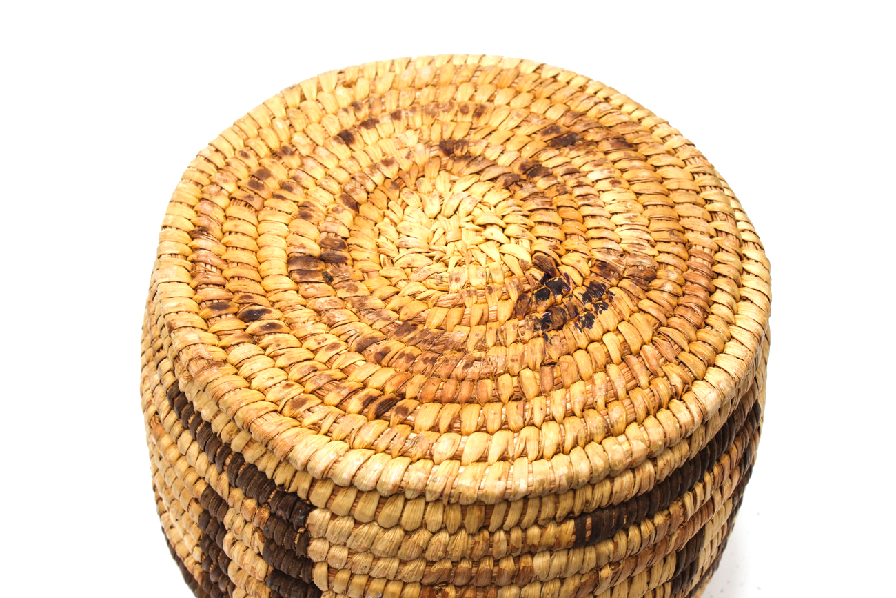 Pair of Artisan Sweetgrass Coiled Baskets