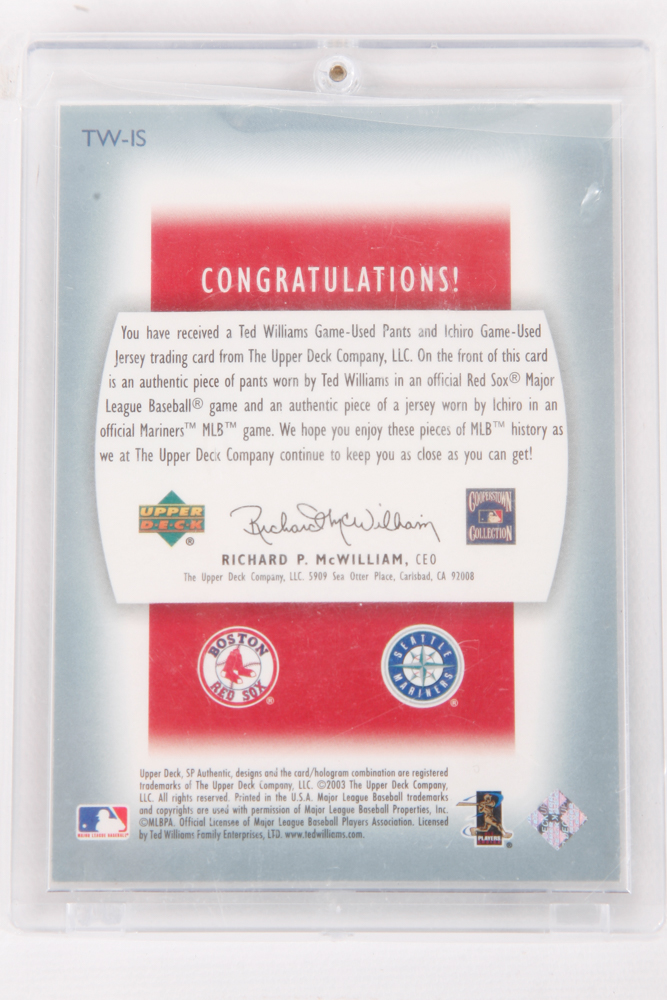 Ted Williams and Ichiro Suzuki "Game-Used" Baseball Cards