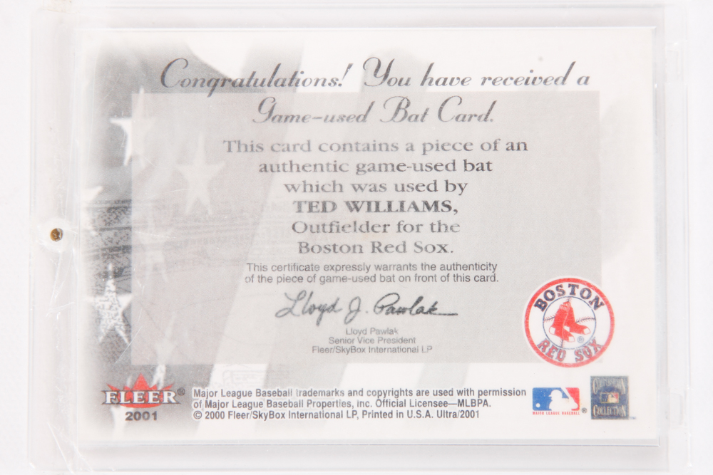 Ted Williams and Ichiro Suzuki "Game-Used" Baseball Cards