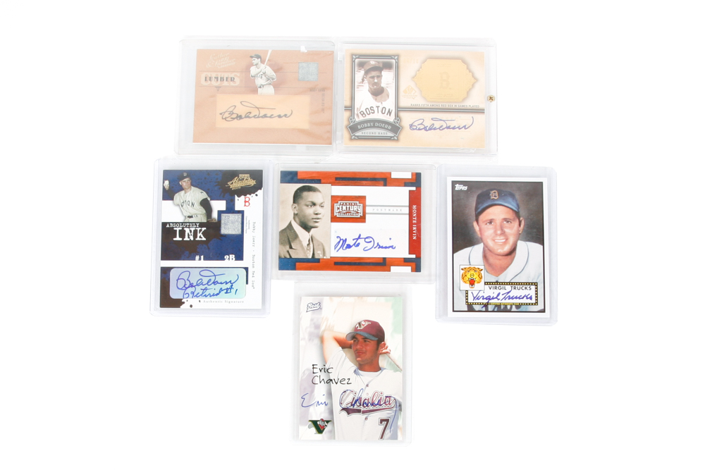 Autographed and Specialty Baseball Cards featuring Bobby Doerr