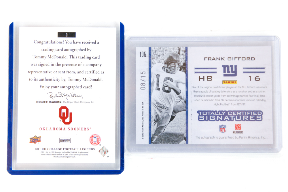 NFL Autographed Football Cards