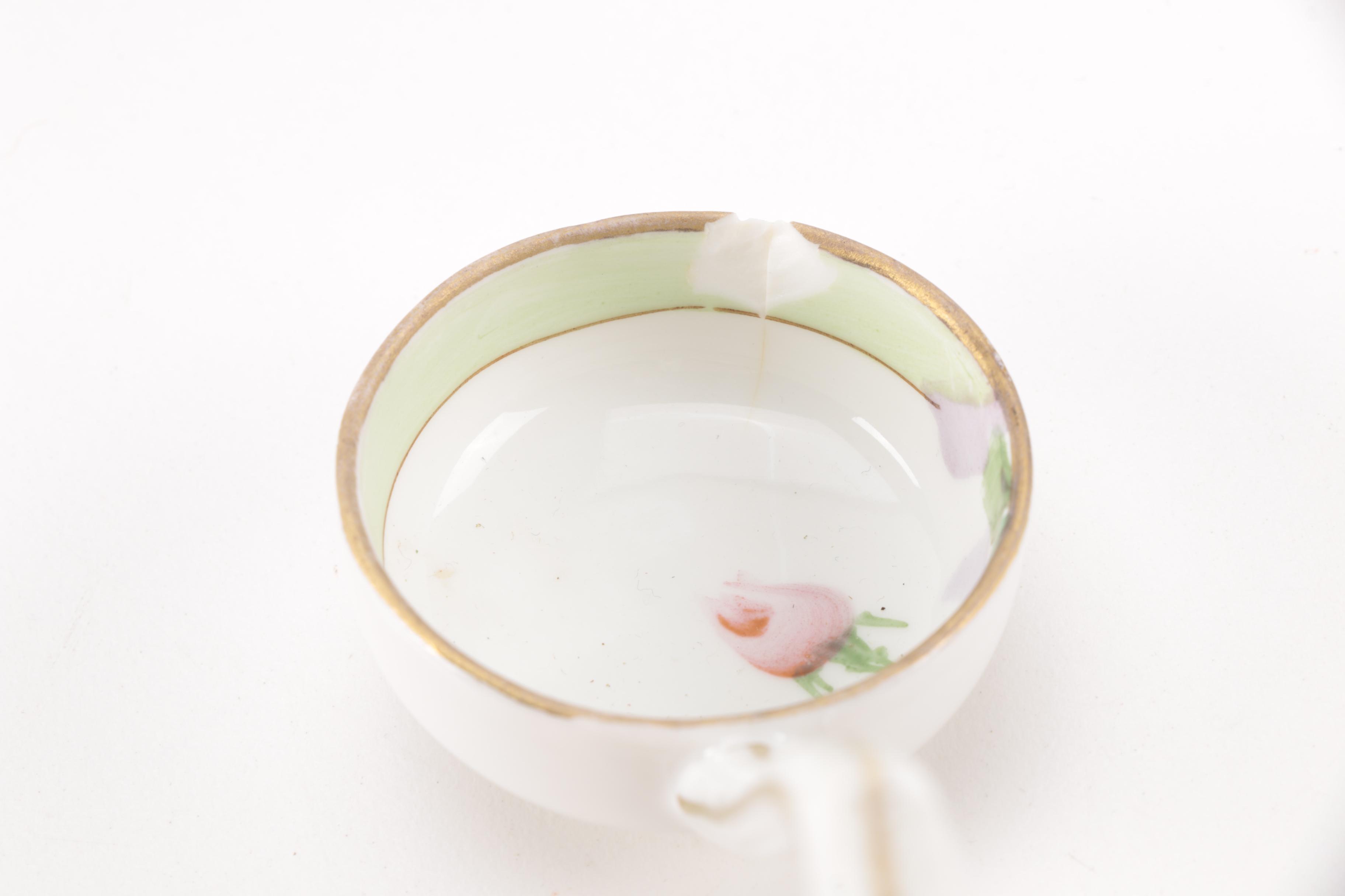 Noritake and Nippon Footed Condiment Bowls With Ladles