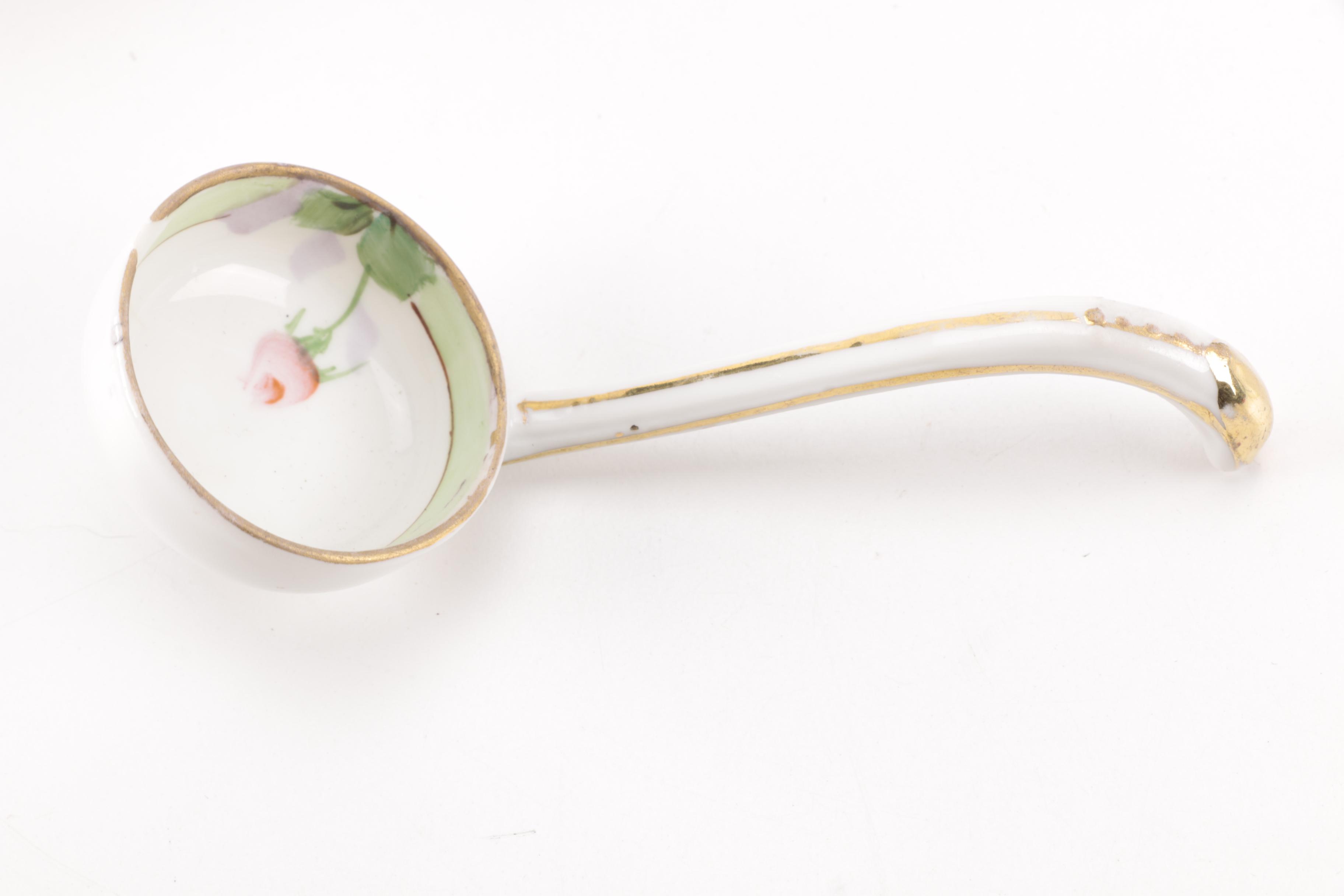 Noritake and Nippon Footed Condiment Bowls With Ladles