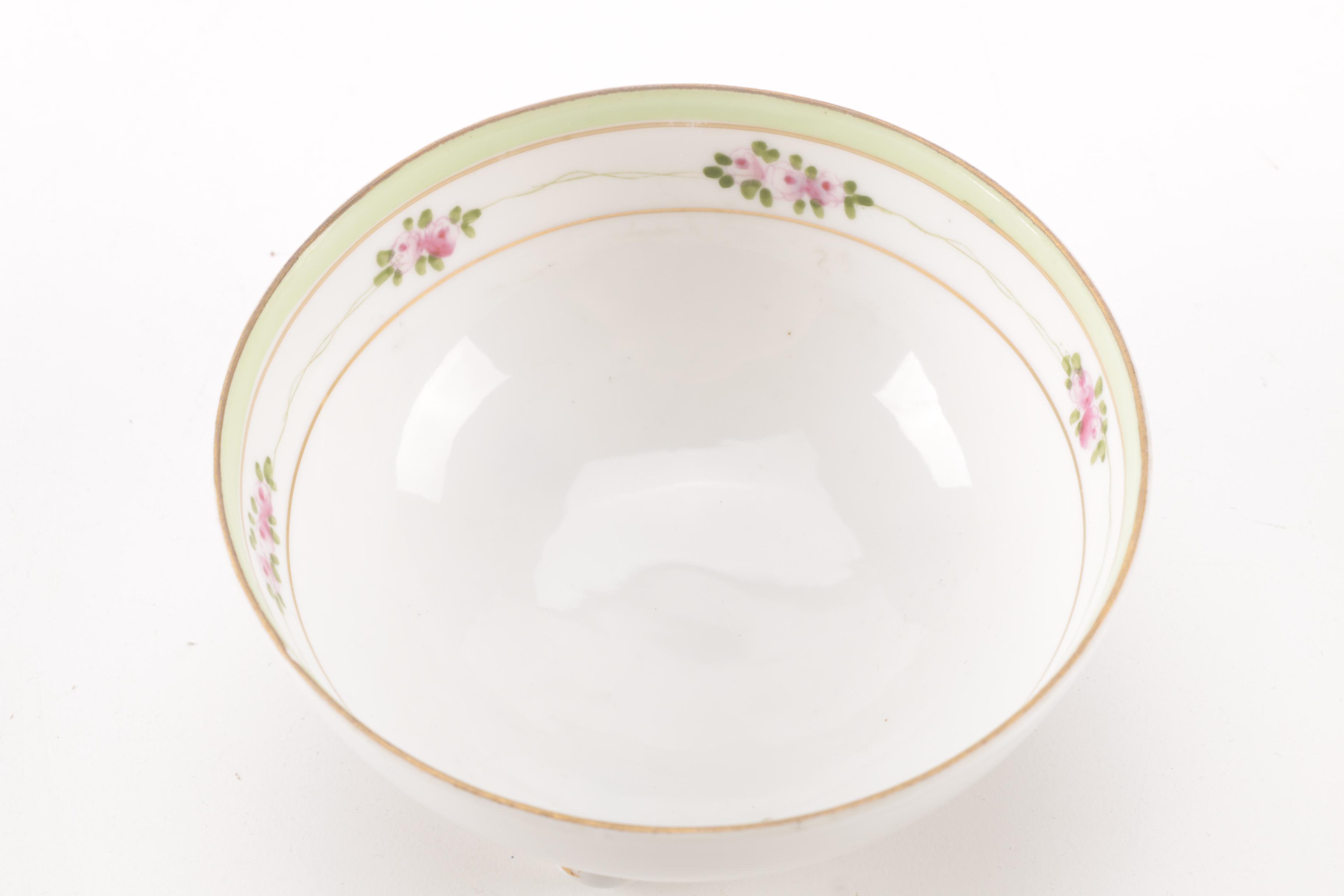 Noritake and Nippon Footed Condiment Bowls With Ladles