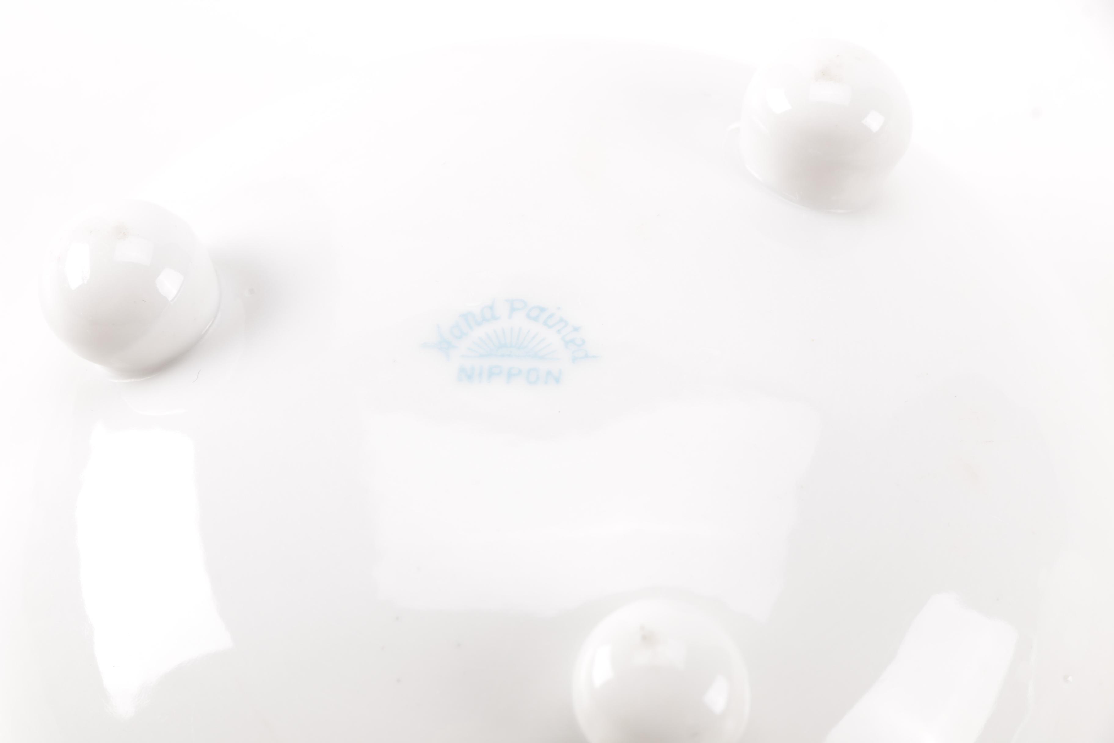 Noritake and Nippon Footed Condiment Bowls With Ladles