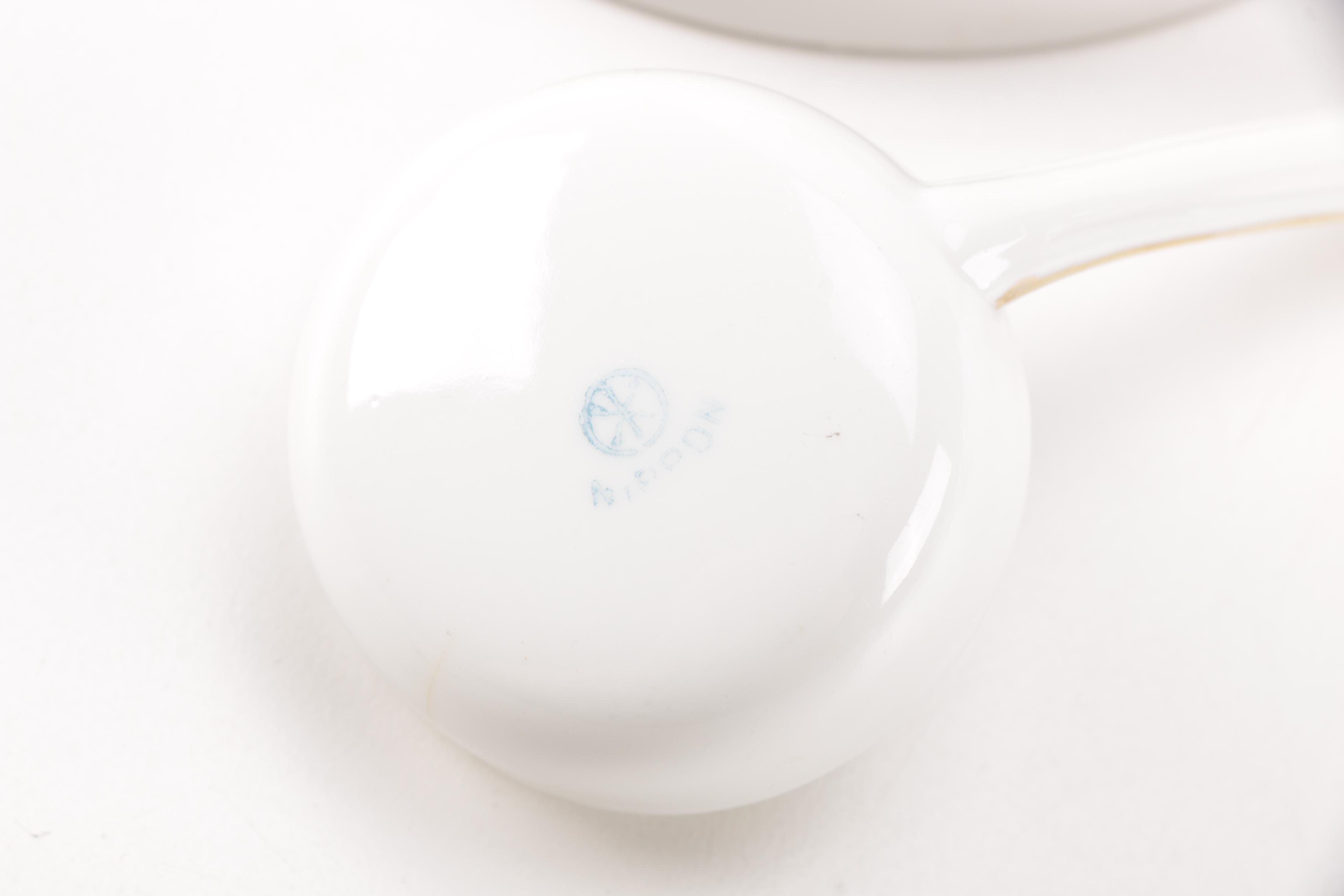 Noritake and Nippon Footed Condiment Bowls With Ladles