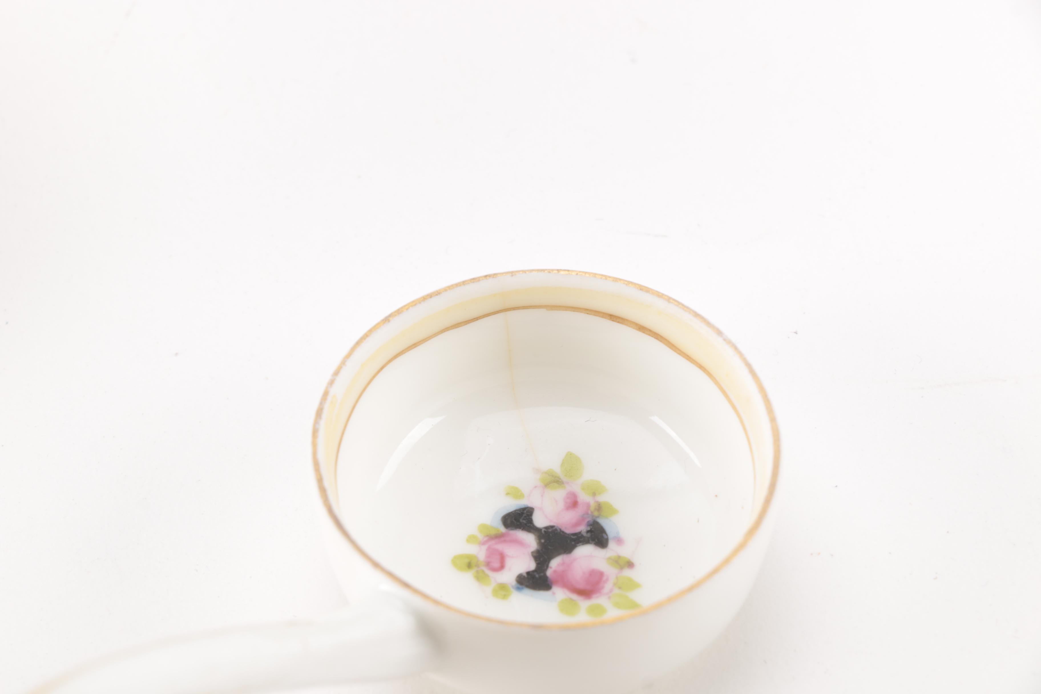 Noritake and Nippon Footed Condiment Bowls With Ladles