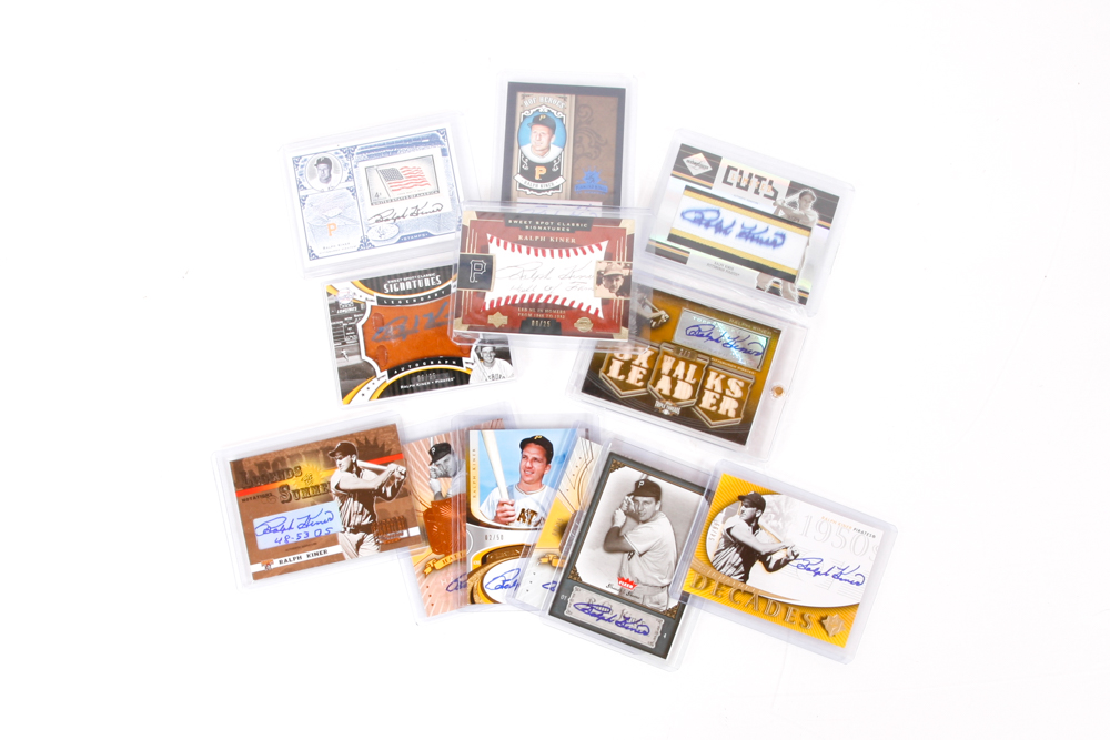 Ralph Kiner Autographed Baseball and Relic Cards