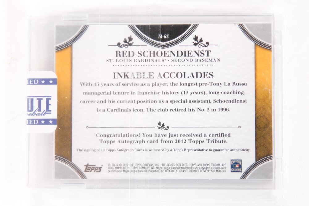 Red Schoendienst Autographed Baseball Cards
