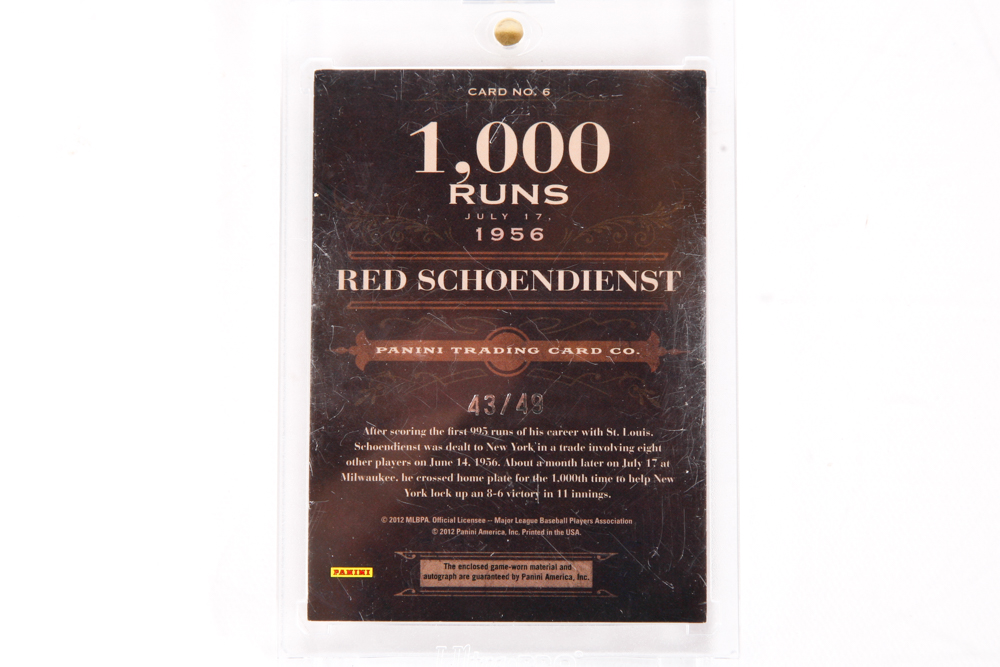 Red Schoendienst Autographed Baseball Cards