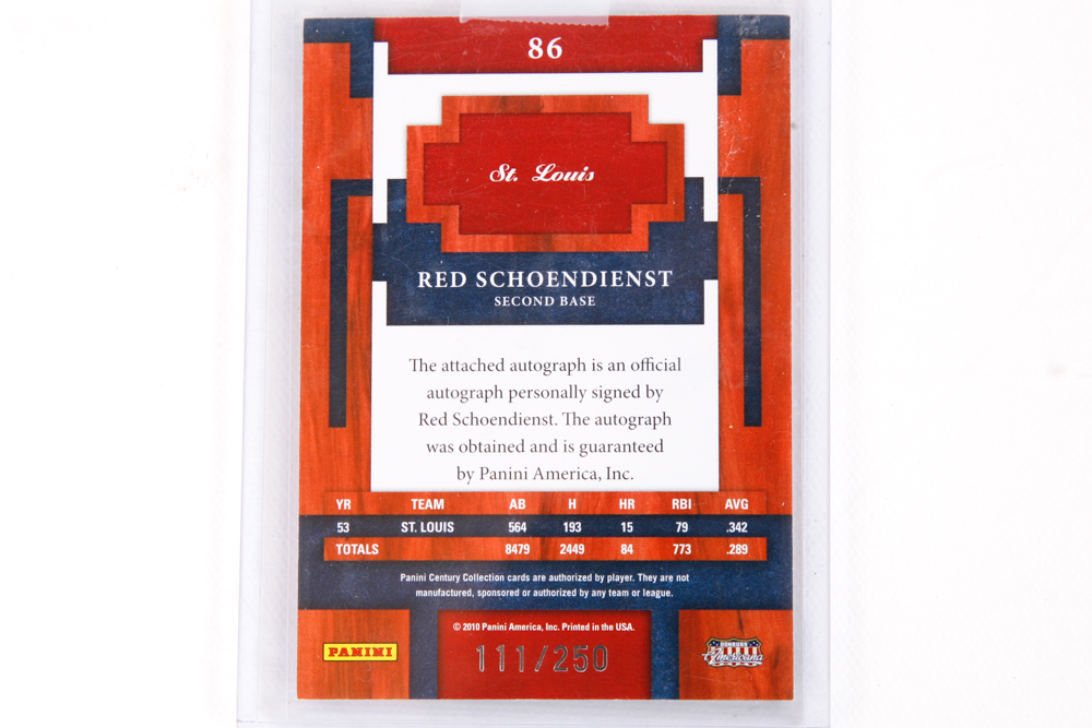 Red Schoendienst Autographed Baseball Cards