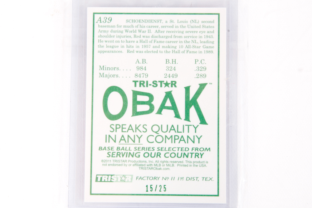 Red Schoendienst Autographed Baseball Cards