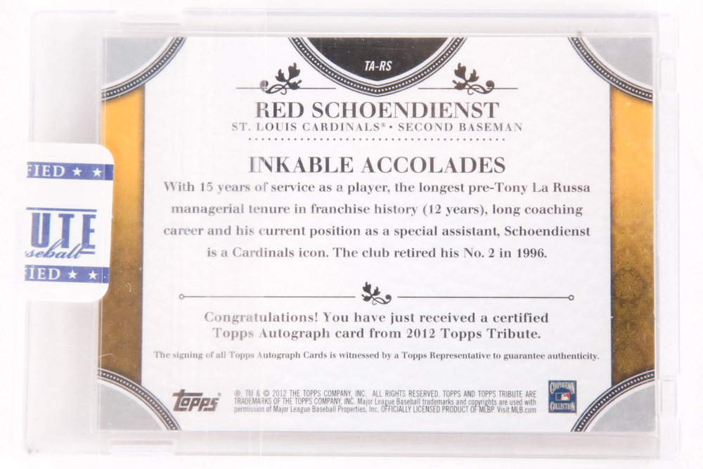 Red Schoendienst Autographed Baseball Cards